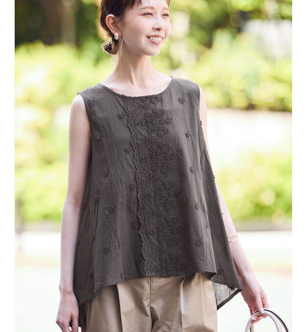 Rope&rsquo;Picnic「3Dレースノースリーブブラウス」|シャツ・ブラウス|