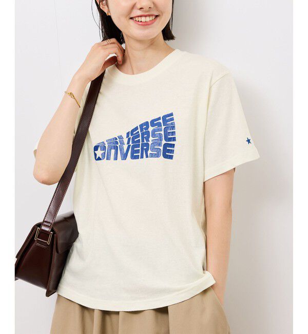 Rope&rsquo;Picnic「【CONVERSE/コンバース】ネップラスラブ天竺クラックプリントTシャツ」|Tシャツ・カットソー|ホワイト(10)