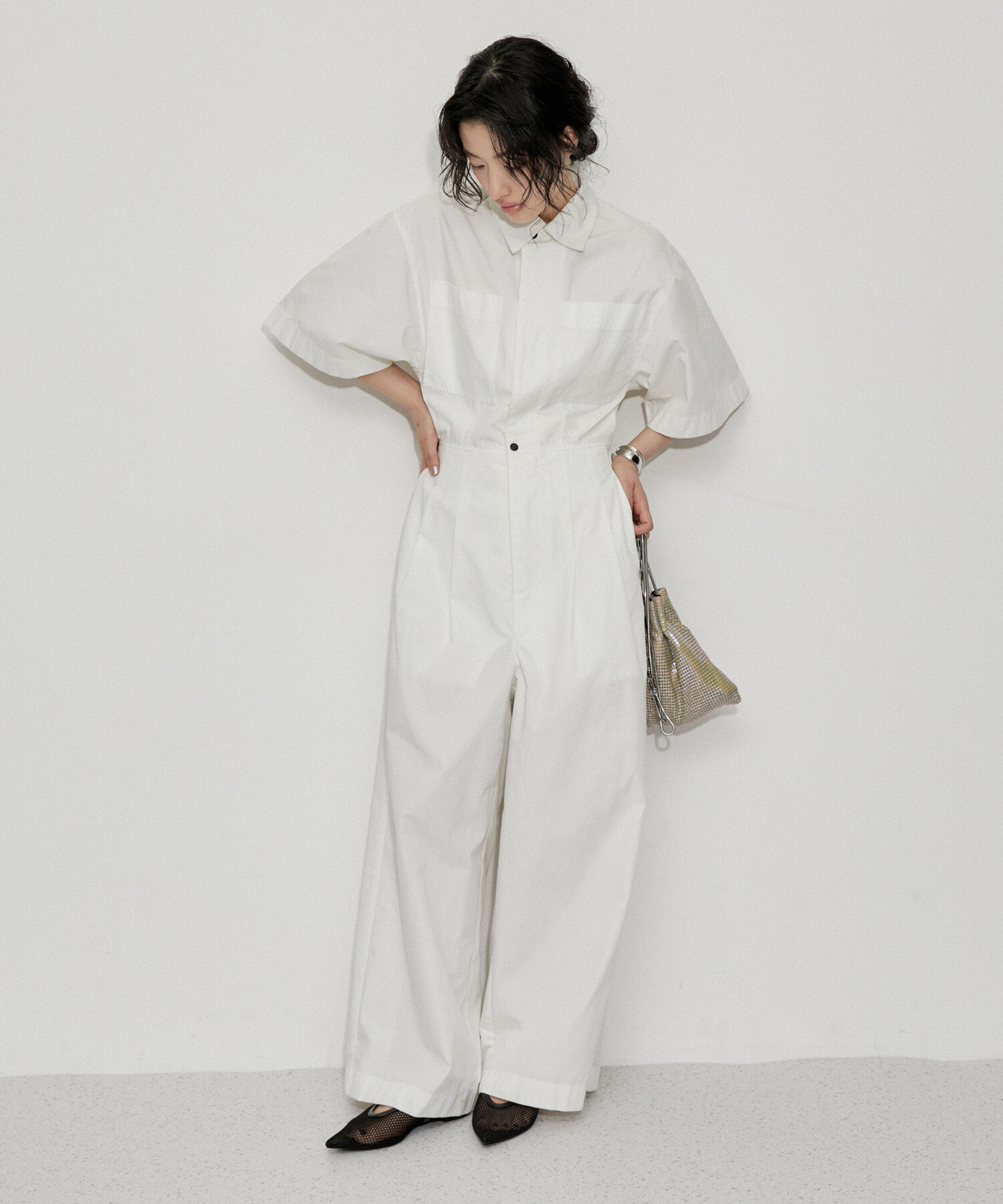 ADAM ET ROPE'「フィッシュネットメリージェーンフラット」|パンプス|