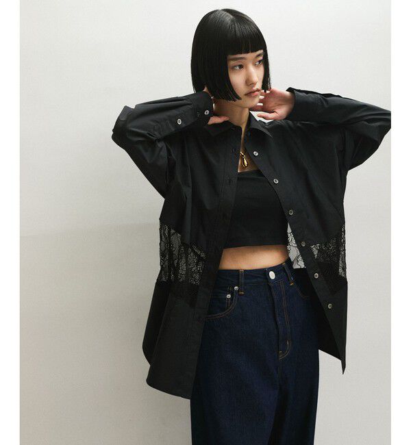 ADAM ET ROPE'「ウエストレースシャツ」|シャツ・ブラウス|ブラック(01)