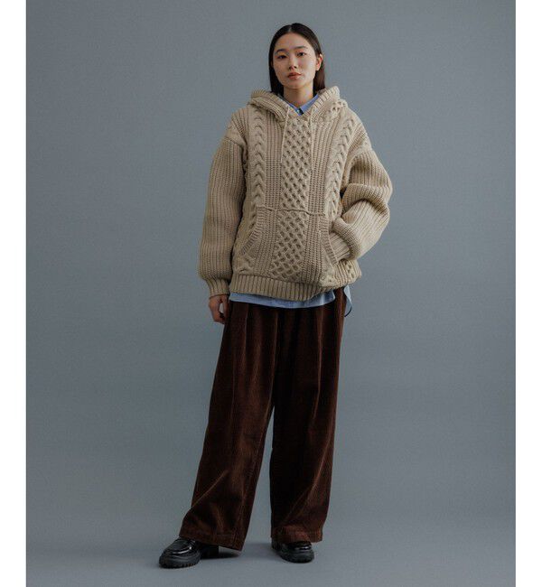 ADAM ET ROPE'「【WEB限定】ボリュームケーブル ニット パーカー / ロングシーズン着用可能 / 超軽量 / ユニセックス」|パーカー|