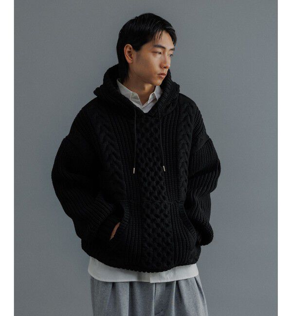 ADAM ET ROPE'「【WEB限定】ボリュームケーブル ニット パーカー / ロングシーズン着用可能 / 超軽量 / ユニセックス」|パーカー|