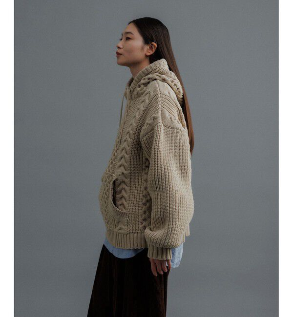 ADAM ET ROPE'「【WEB限定】ボリュームケーブル ニット パーカー / ロングシーズン着用可能 / 超軽量 / ユニセックス」|パーカー|