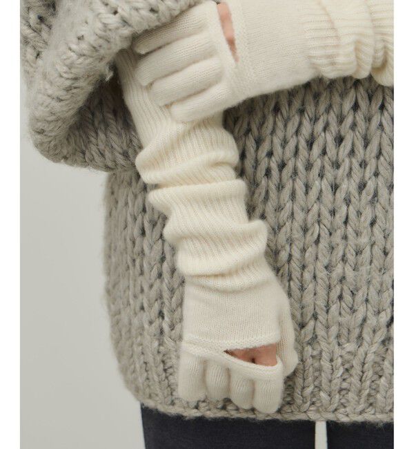 ADAM ET ROPE'「【EMOELLE】カシミヤロングニットグローブ」|手袋|オフホワイト(15)