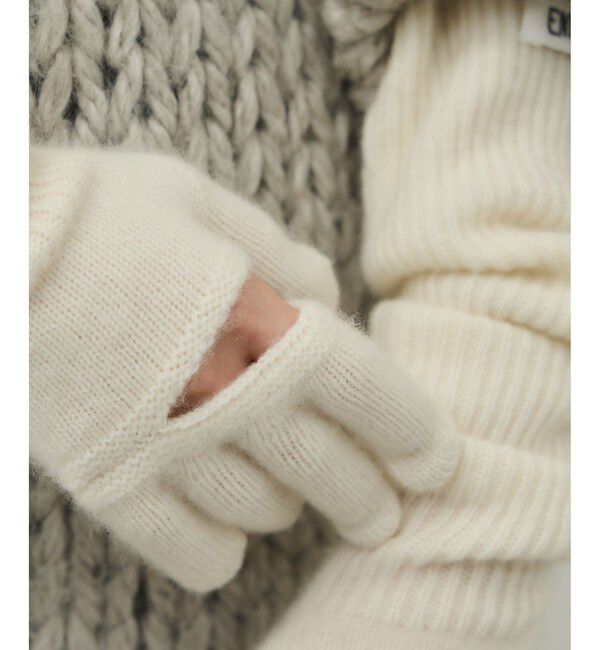 ADAM ET ROPE'「【EMOELLE】カシミヤロングニットグローブ」|手袋|