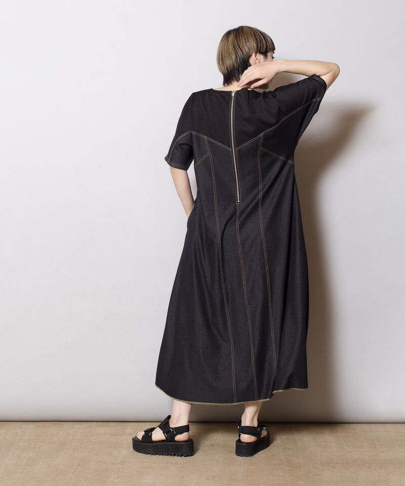  「テンセルデニム切替ワンピース」|ワンピース|