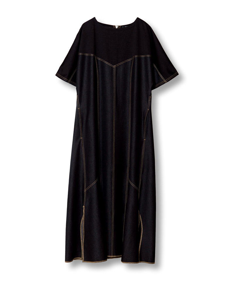  「テンセルデニム切替ワンピース」|ワンピース|