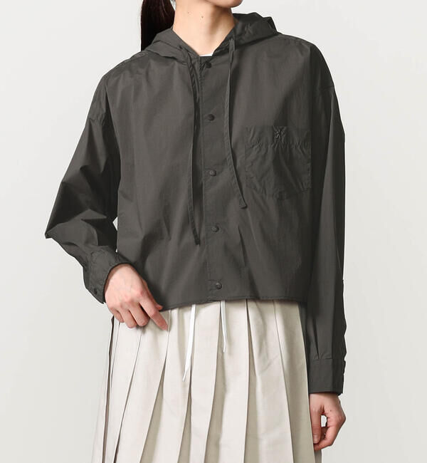GYMPHLEX「Gymphlex |  ナイロン フードシャツジャケット WOMEN」|シャツ・ブラウス|CHARCOAL