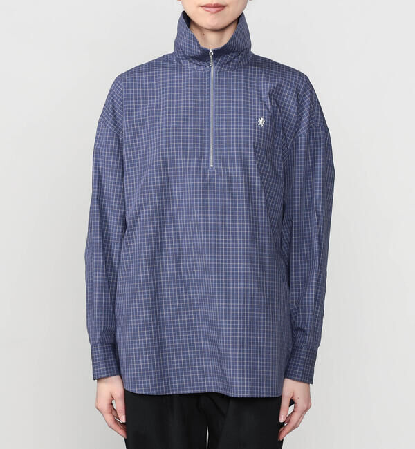 GYMPHLEX「Gymphlex | コットン ハーフジップ 長袖チェックシャツ WOMEN」|シャツ・ブラウス|