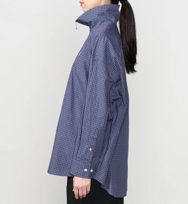 GYMPHLEX「Gymphlex | コットン ハーフジップ 長袖チェックシャツ WOMEN」|シャツ・ブラウス|