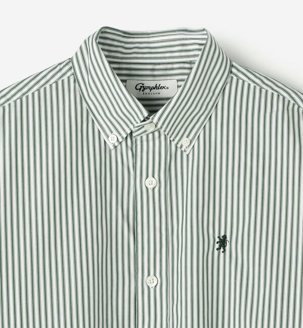 GYMPHLEX「Gymphlex | コットン ショートボタンダウンシャツ STRIPE WOMEN」|シャツ・ブラウス|