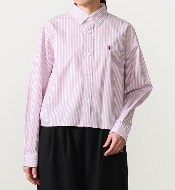 GYMPHLEX「Gymphlex | タイプライター ショートボタンダウンシャツ STRIPE WOMEN」|シャツ・ブラウス|