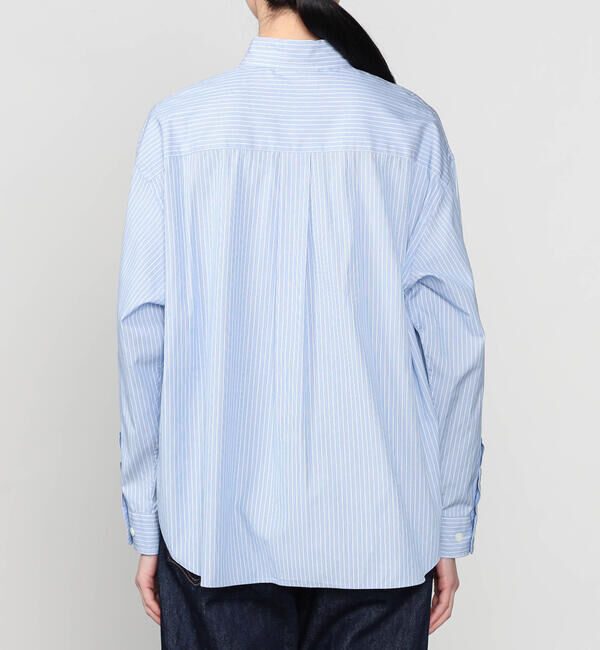 GYMPHLEX「Gymphlex | コットンストライプ ショートボタンダウン長袖シャツ WOMEN」|シャツ・ブラウス|