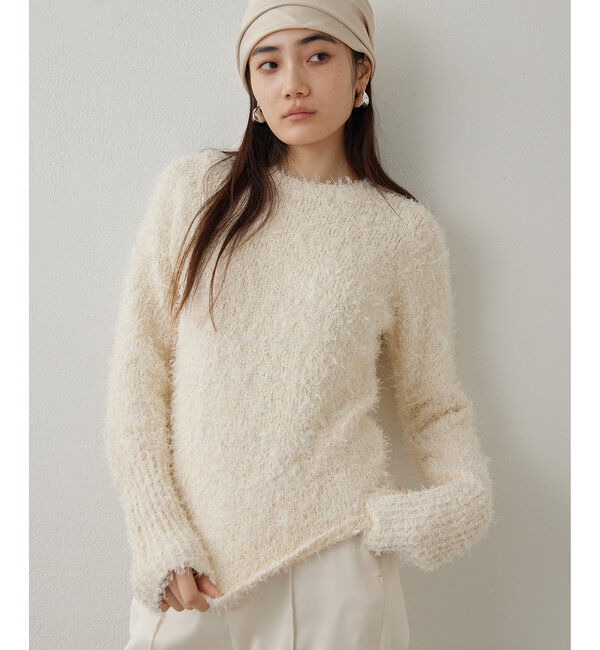  「ツィードニットプルオーバー」|ニット・セーター|ベージュ
