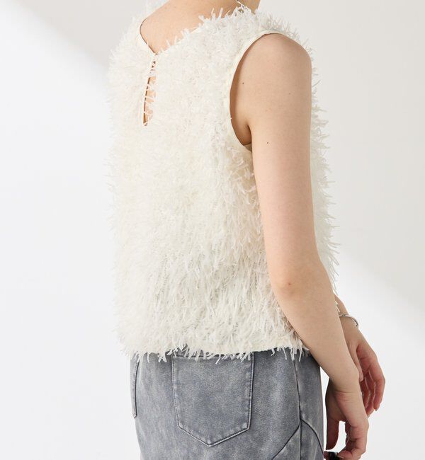  「【前後2WAY】ペーパーフリンジタンクトップ」|Tシャツ・カットソー|