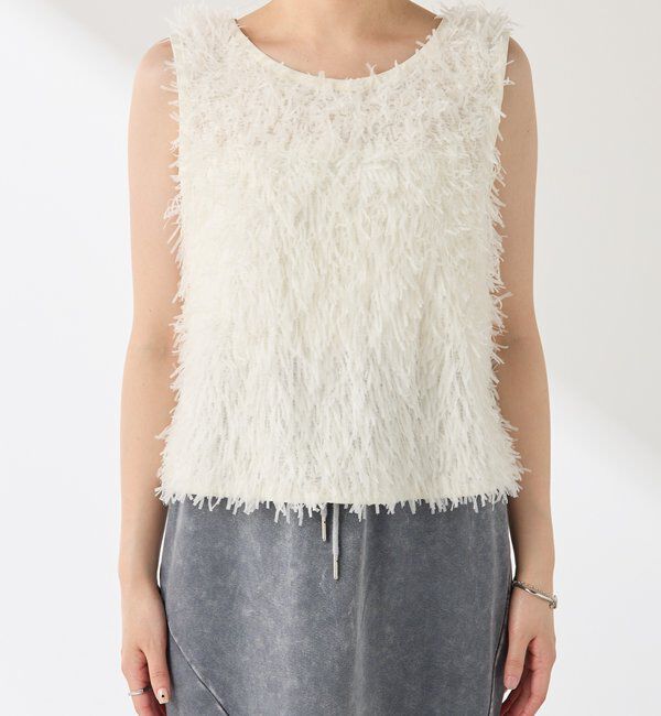  「【前後2WAY】ペーパーフリンジタンクトップ」|Tシャツ・カットソー|