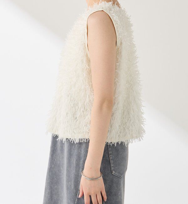  「【前後2WAY】ペーパーフリンジタンクトップ」|Tシャツ・カットソー|