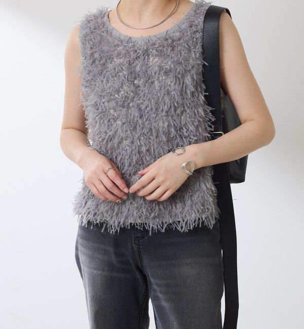  「【前後2WAY】ペーパーフリンジタンクトップ」|Tシャツ・カットソー|