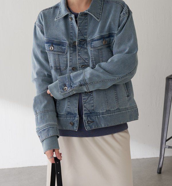  「Q.anos ストレッチリブデニムジャケット」|デニムジャケット|