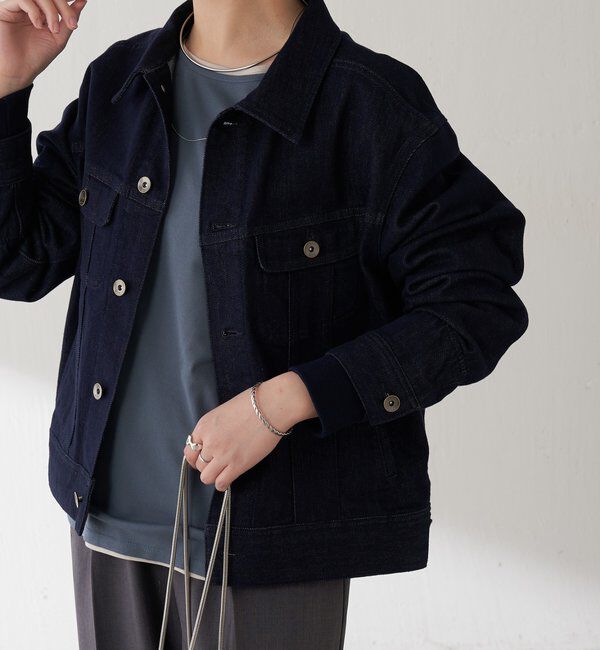  「Q.anos ストレッチリブデニムジャケット」|デニムジャケット|