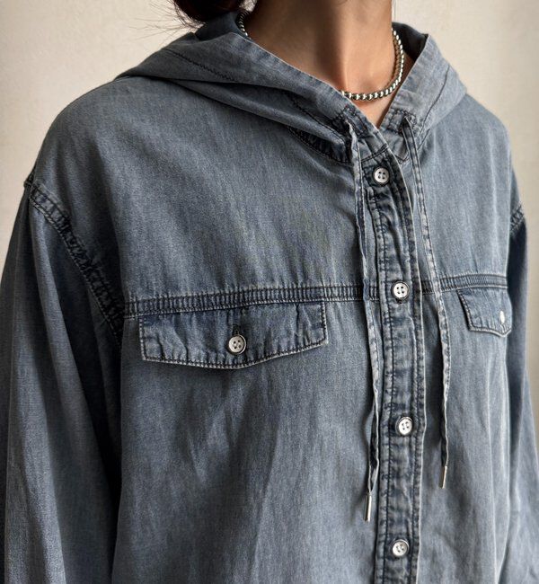  「シアーデニムフーディーシャツ」|シャツ・ブラウス|