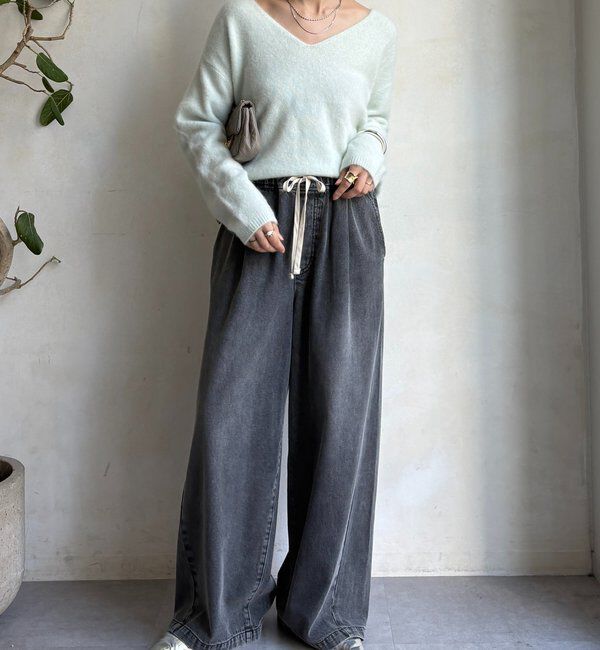  「ファーウール深Vプルオーバー」|ニット・セーター|