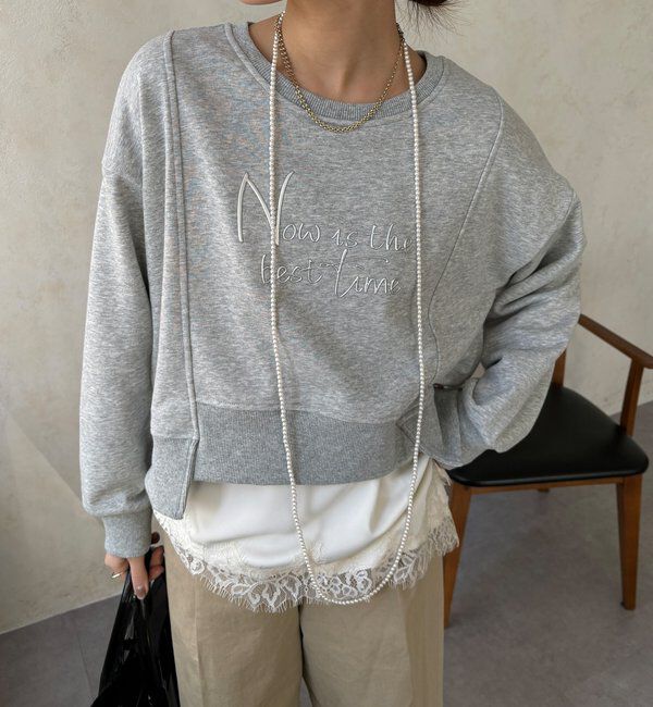  「【WEB限定】バックジップロゴプルオーバー」|Tシャツ・カットソー|グレー