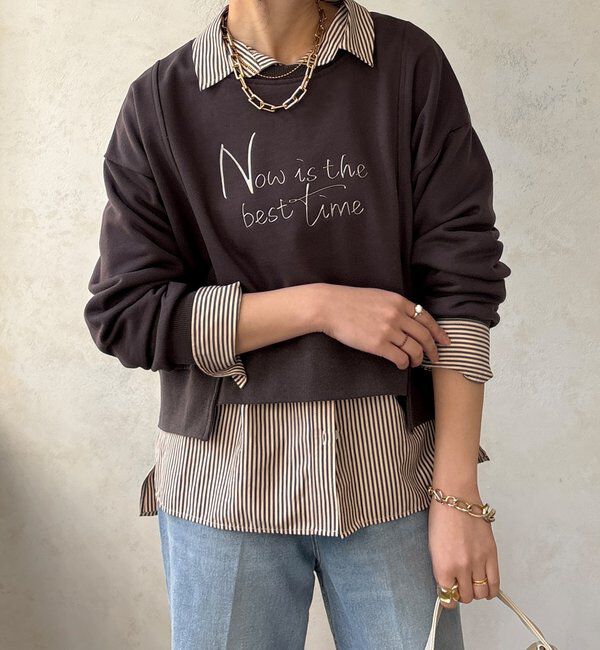  「【WEB限定】バックジップロゴプルオーバー」|Tシャツ・カットソー|チャコールグレー