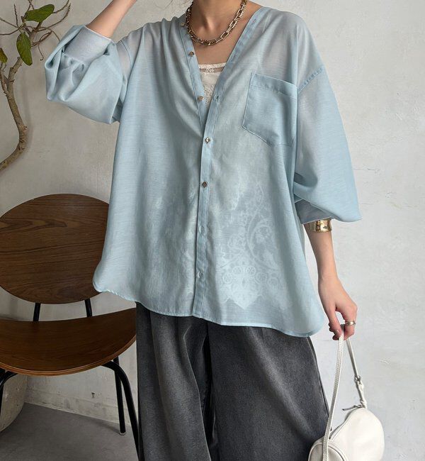  「GOLDボタンVVシャツ」|シャツ・ブラウス|