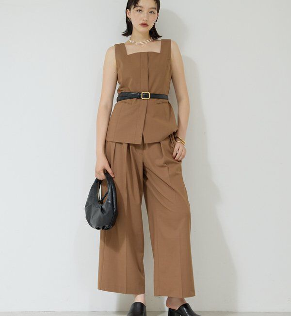  「【新色BR登場/セットアップ対応】ダブルタックパンツ」|スラックス|ブラウン