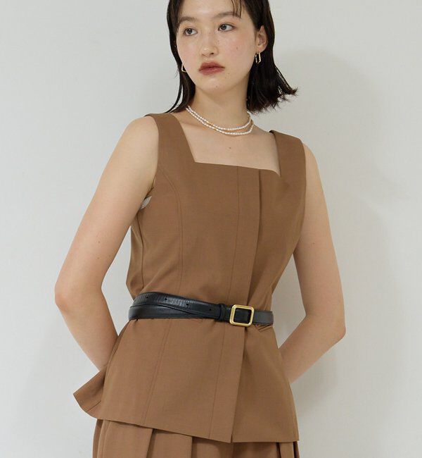  「【セットアップ対応】スクエアネックベスト」|ベスト・ジレ|