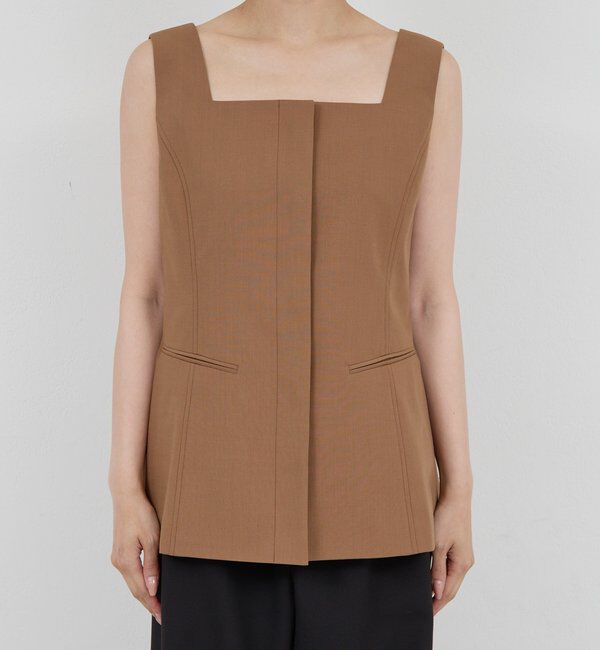  「【セットアップ対応】スクエアネックベスト」|ベスト・ジレ|