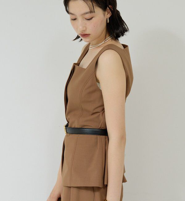  「【セットアップ対応】スクエアネックベスト」|ベスト・ジレ|
