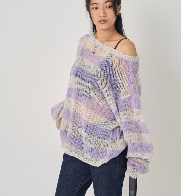  「ワイドボーダーメッシュニット」|ニット・セーター|