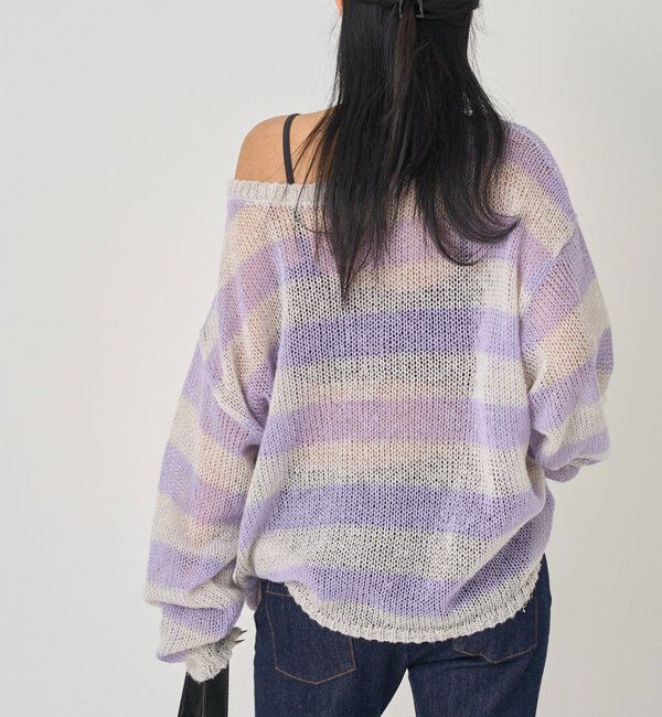  「ワイドボーダーメッシュニット」|ニット・セーター|