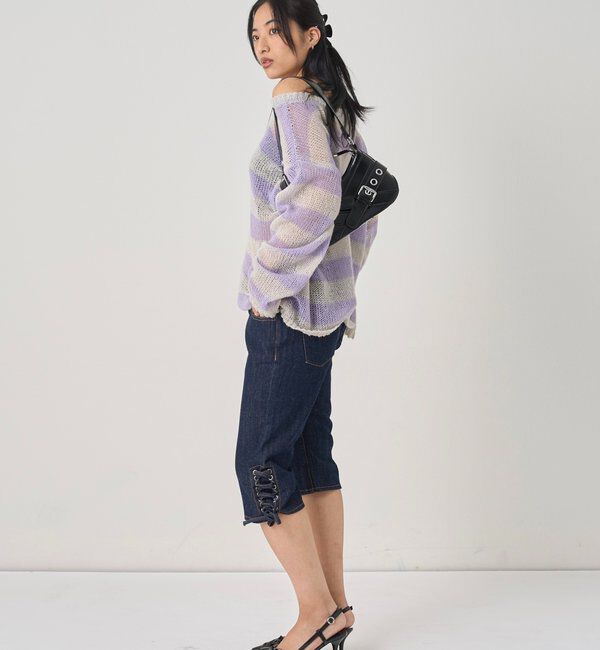  「ワイドボーダーメッシュニット」|ニット・セーター|