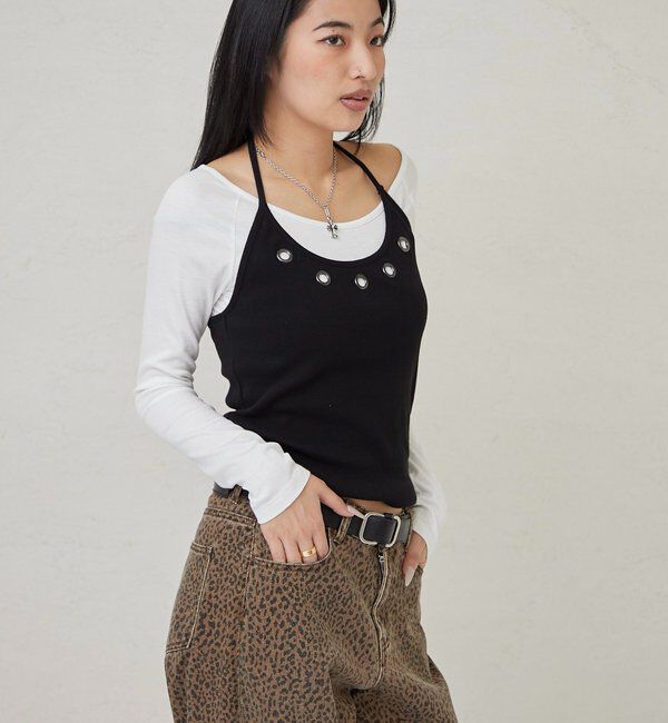  「アイレットホルターレイヤードトップス」|Tシャツ・カットソー|