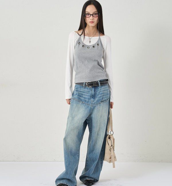  「アイレットホルターレイヤードトップス」|Tシャツ・カットソー|