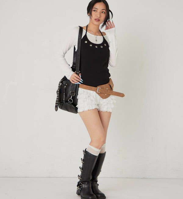  「アイレットホルターレイヤードトップス」|Tシャツ・カットソー|