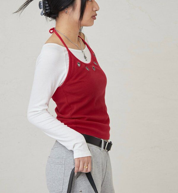  「アイレットホルターレイヤードトップス」|Tシャツ・カットソー|