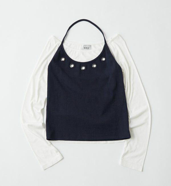  「アイレットホルターレイヤードトップス」|Tシャツ・カットソー|