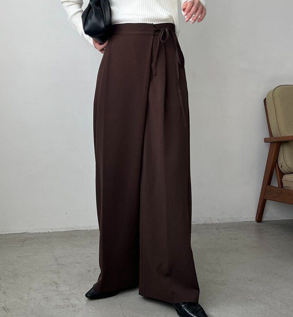  「【待望の追加決定！/新色ブラウン】ラップリボンパンツ」|チノ|