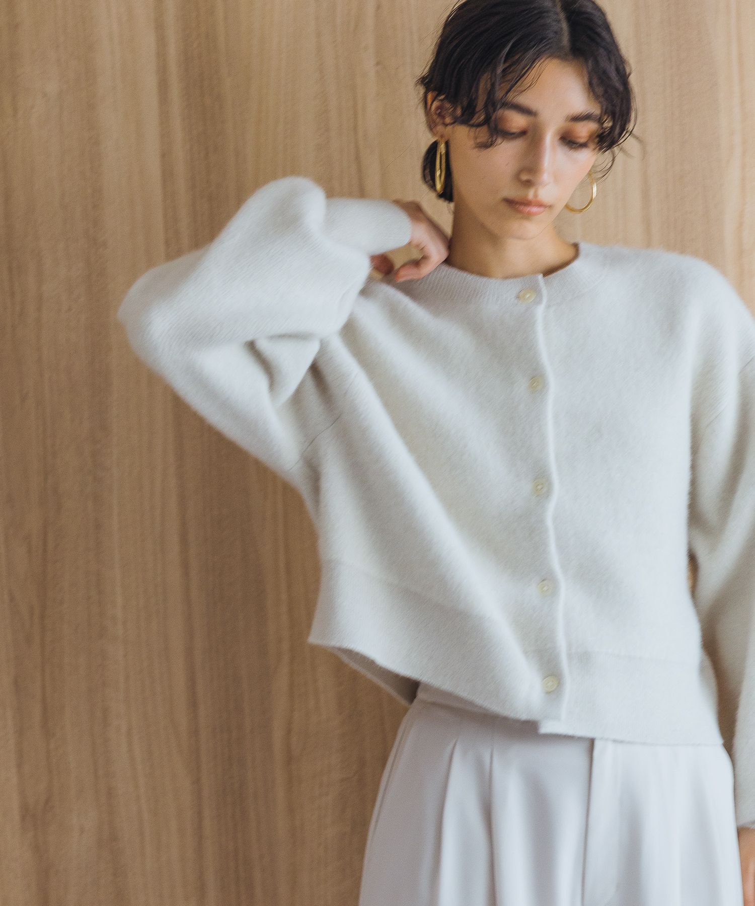 A part by 「【洗える・前後2WAY】チャイニーズラクーンショートカーディガン」|ニット・セーター|