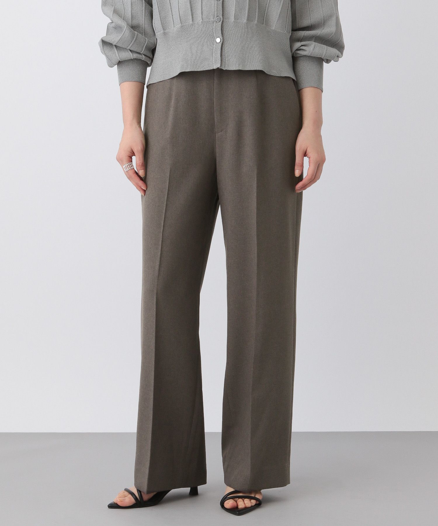 A part by 「リネンライクストレートパンツ」|スラックス|チャコールグレー