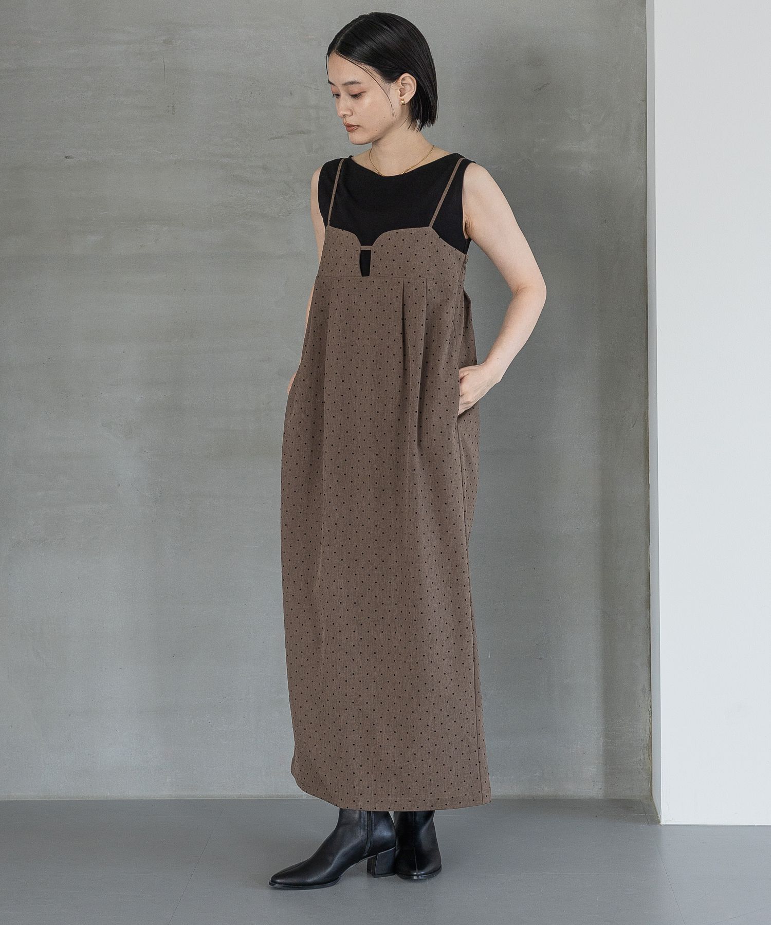 A part by 「フロッキードットキャミワンピース」|ワンピース|ブラウン