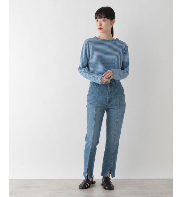 LOWRYS FARM「【前後着用可能】ボーダーテレコロングスリーブ」|Tシャツ・カットソー|