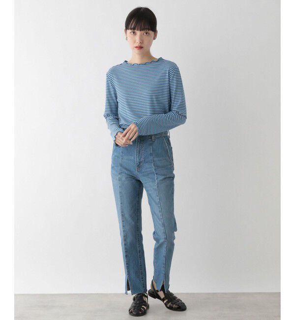 LOWRYS FARM「【前後着用可能】ボーダーテレコロングスリーブ」|Tシャツ・カットソー|