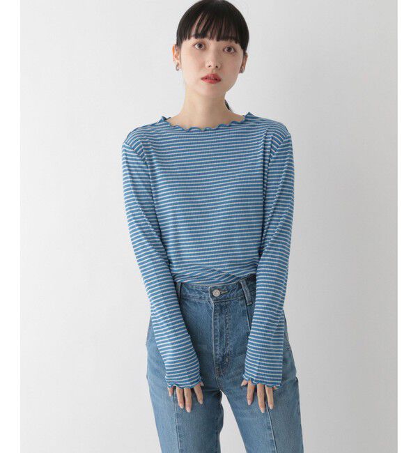 LOWRYS FARM「【前後着用可能】ボーダーテレコロングスリーブ」|Tシャツ・カットソー|