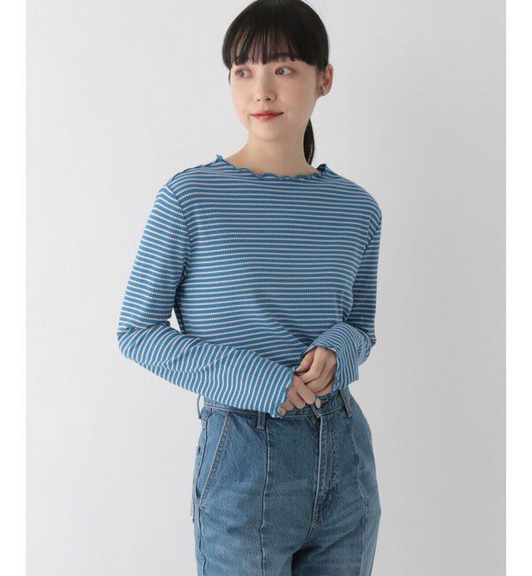 LOWRYS FARM「【前後着用可能】ボーダーテレコロングスリーブ」|Tシャツ・カットソー|