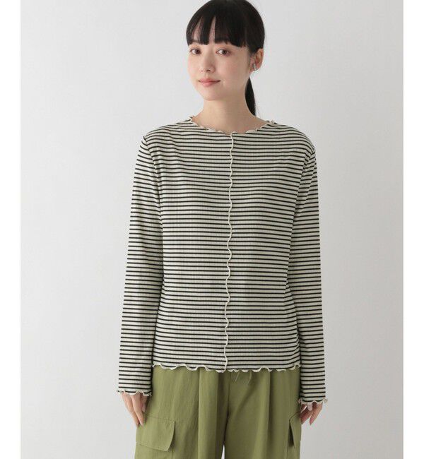 LOWRYS FARM「【前後着用可能】ボーダーテレコロングスリーブ」|Tシャツ・カットソー|